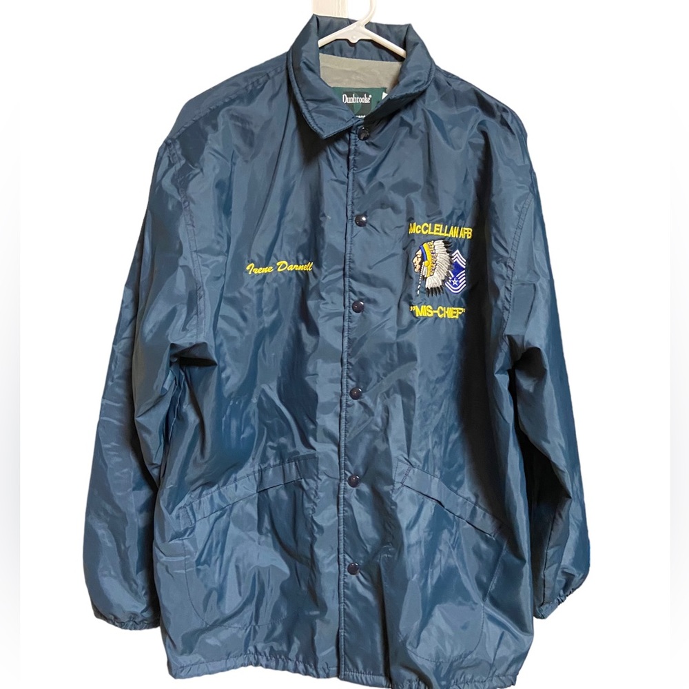 McClellan AFB Air Force USAF Snap Down Indian “Mis-Chief” Windbreaker Unisex L